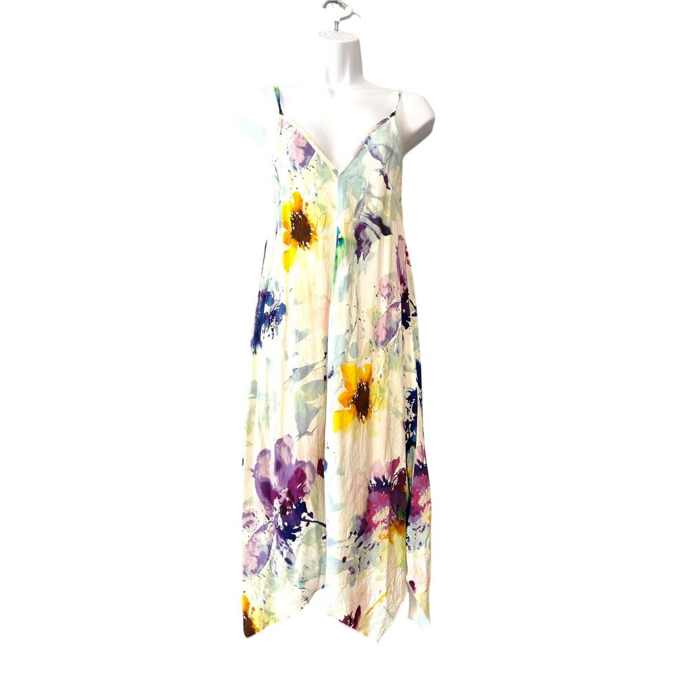 Jams World Sleeveless Heavenly Print Rayon Mini Dress Hanky Hem Sundress XS